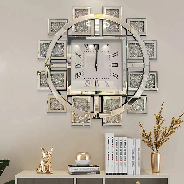 classy crystal decorative mirrored Wall clock