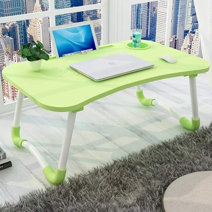 Multi-purpose foldable portable laptop desk with (cup slot+tablet slot)