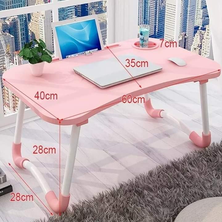 Multi-purpose foldable portable laptop desk with (cup slot+tablet slot)