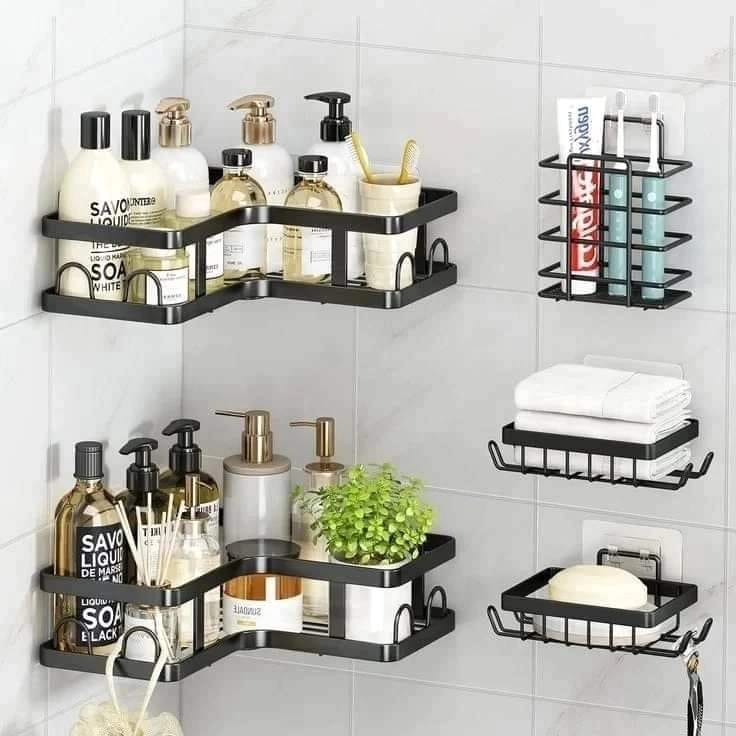 5pcs Set Corner Shower Caddy Shelf/Bathroom Organizer