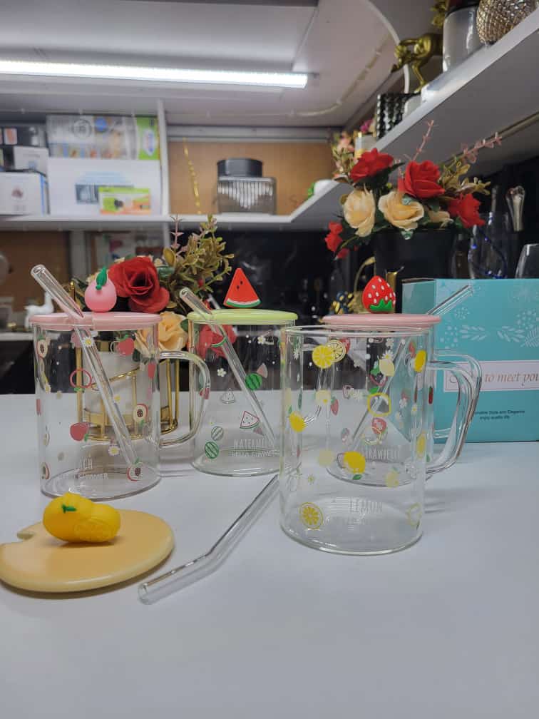 Glass Cup With Straw