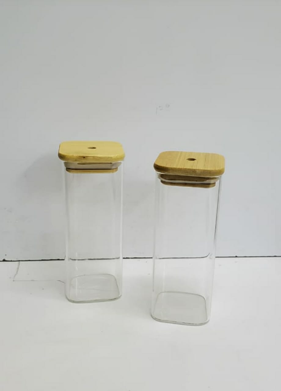 Transparent glass cup with bamboo holed lid