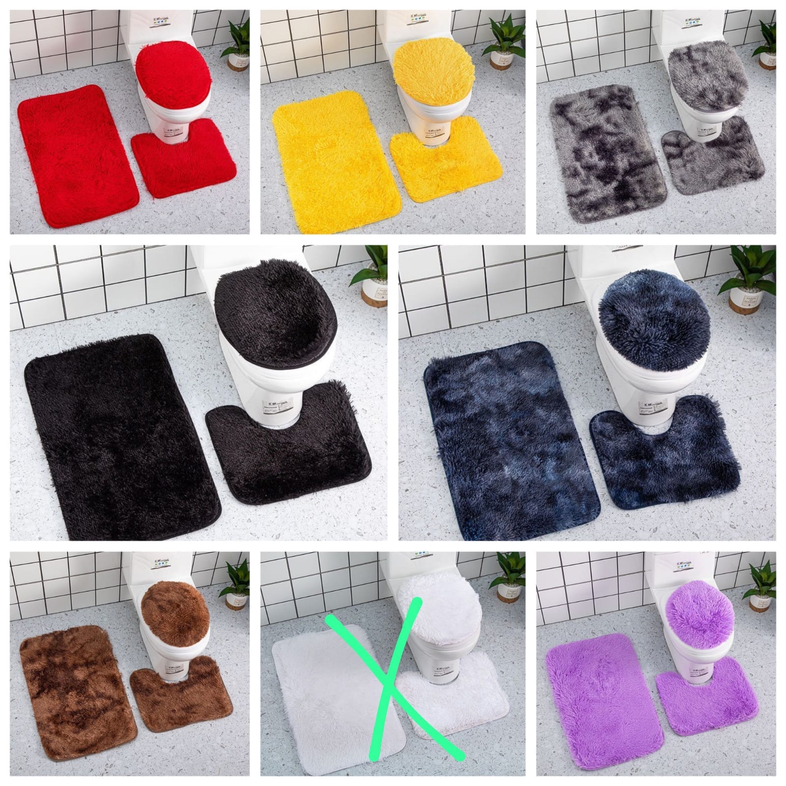 *3 in 1 fluffy bathroom toilet mats