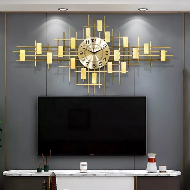 Gold metal sunburst Wall Clock