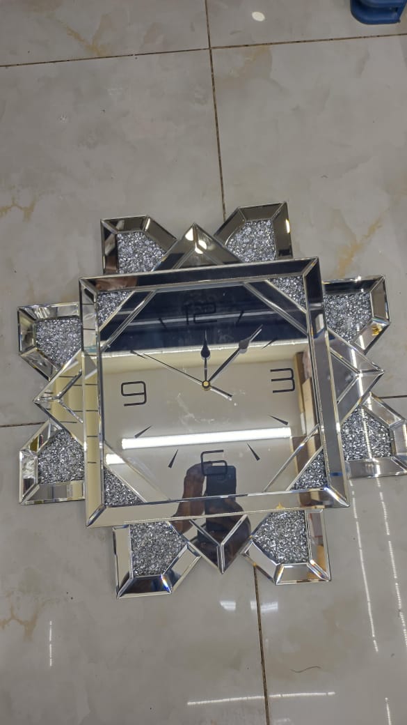 classy crystal decorative mirrored Wall clock