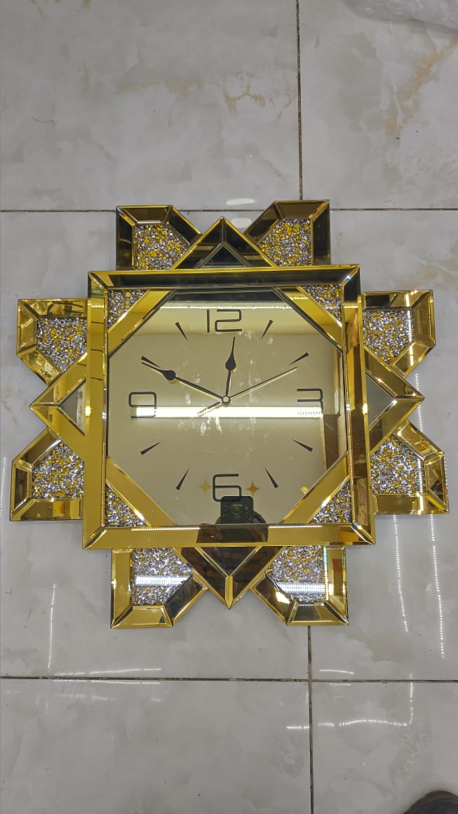 classy crystal decorative mirrored Wall clock