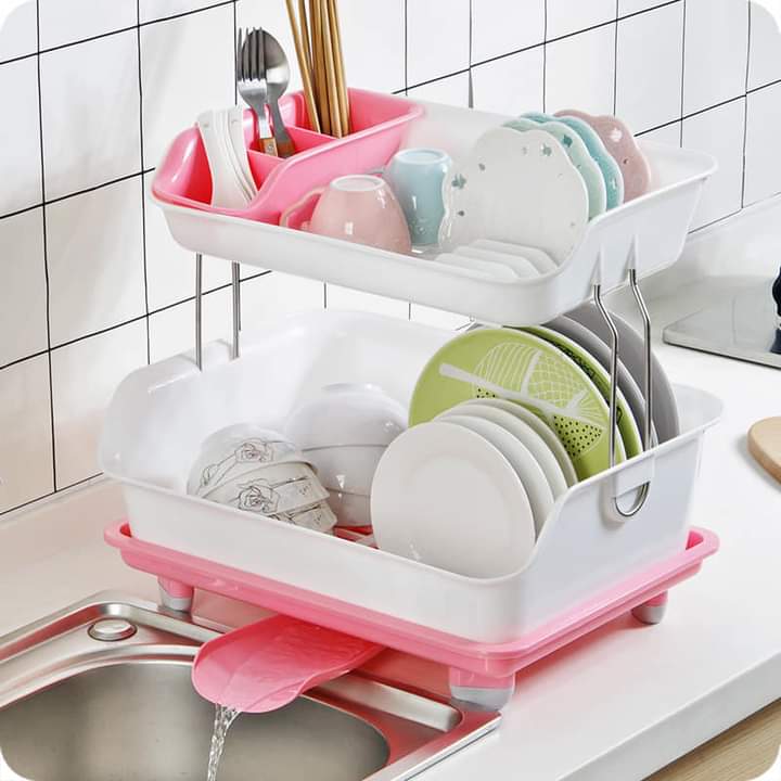 2-tier Plastic Dish Bowl Drainer Rack