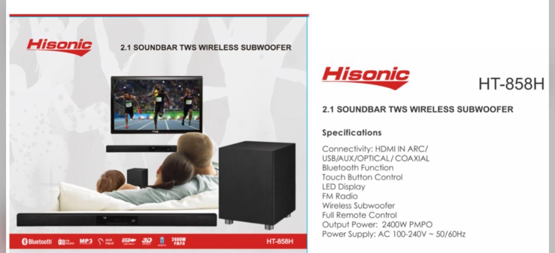 Hisonic 2.1 soundbar subwoofer